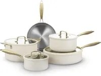 Batteria 9 pezzi in acciaio bianco oro California