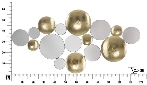 Pannello Decorativo Gold Mirror Glam 118X2,5X60 Cm In Ferro Con Specchi