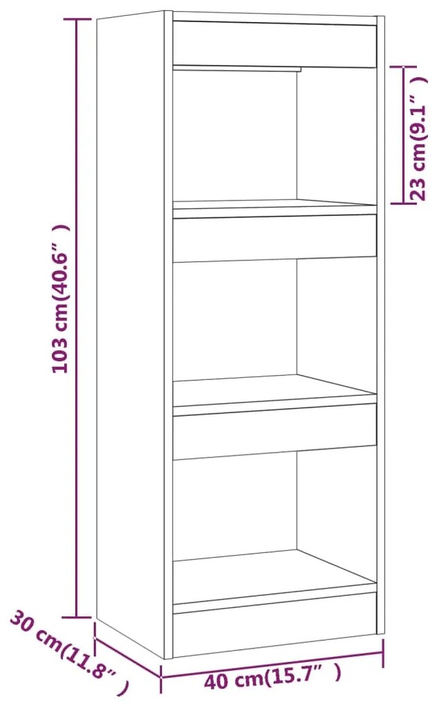 Libreria/Divisorio Marrone Rovere 40x30x103 cm in Truciolato