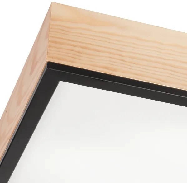 Plafoniera NATURAL SQUARE 4xE27/15W/230V 48x48 cm pino/nero