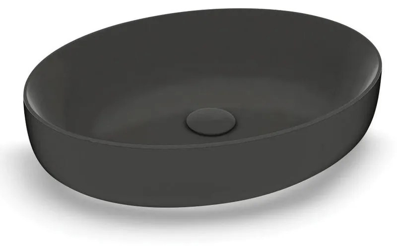 Lavabo da appoggio OLYMPIA CERAMICA ovale in ceramica L 55 x H 14 x P 40 cm nero