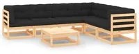 Set Salotto Giardino 7 pz Cuscini Antracite Legno Massello Pino 3083795