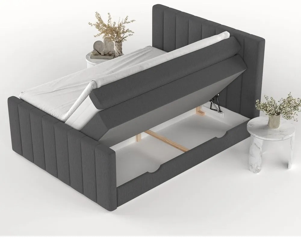 Letto boxspring grigio con contenitore 200x200 cm Ruby - Maison de Rêve