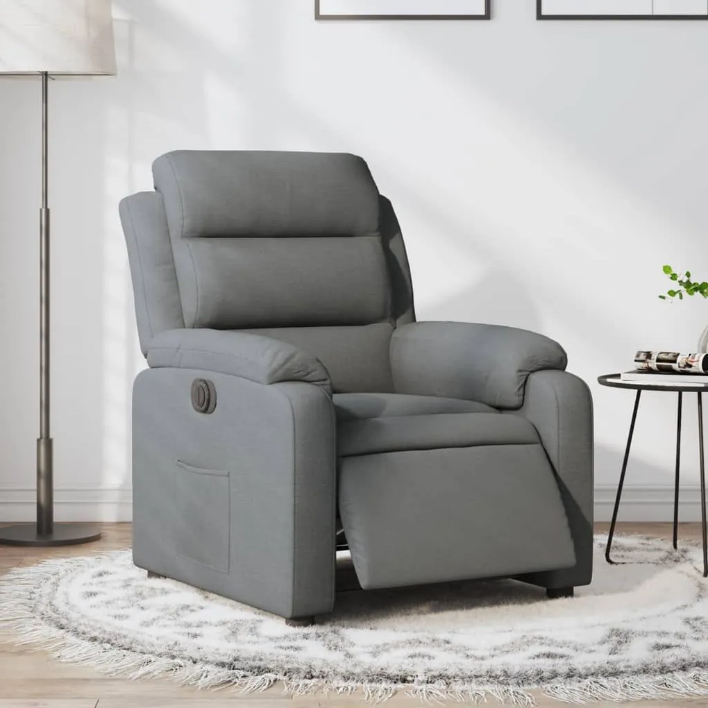 Poltrona Elettrica Reclinabile Grigio Scuro İn Tessuto /