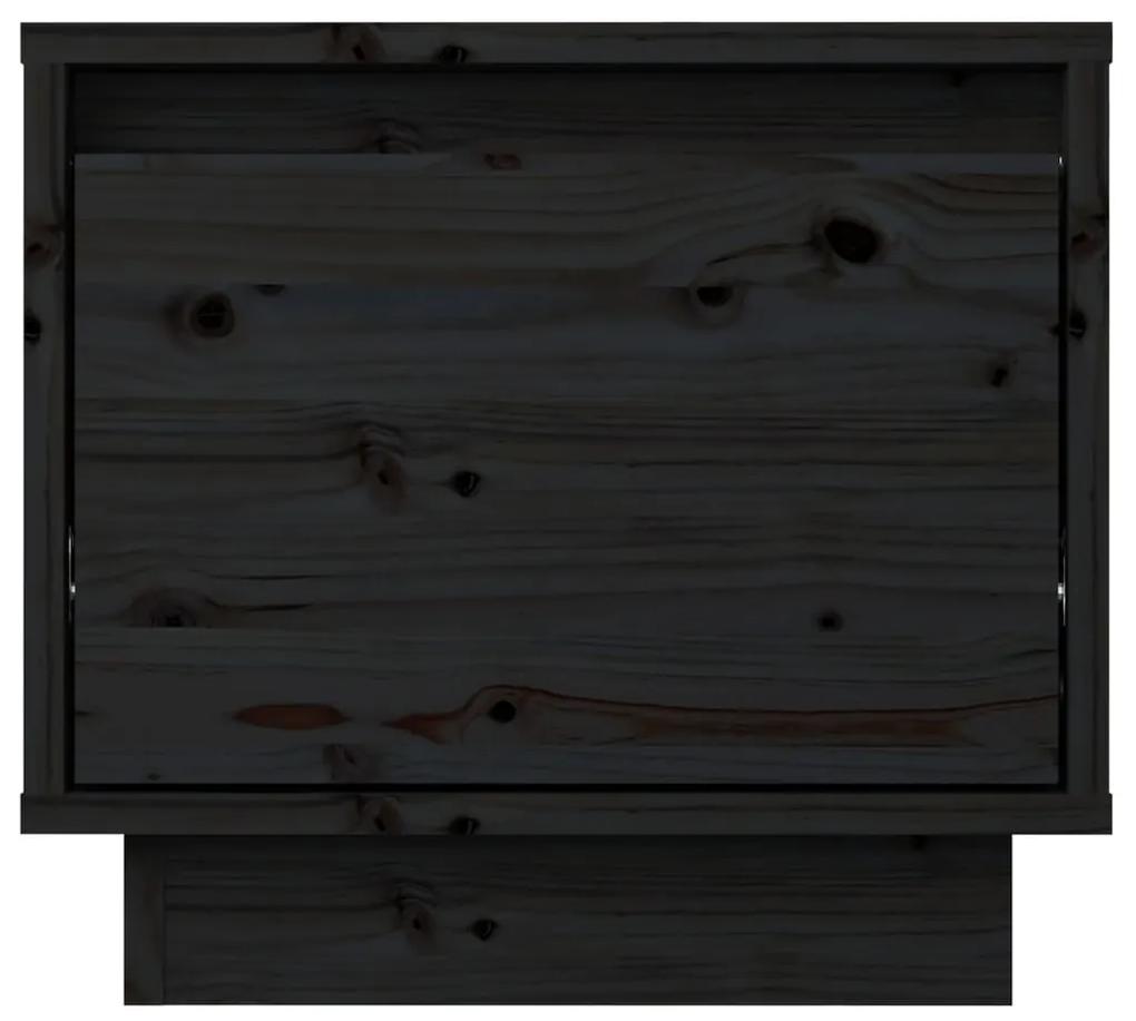 Comodino nero 35x34x32 cm in legno massello di pino