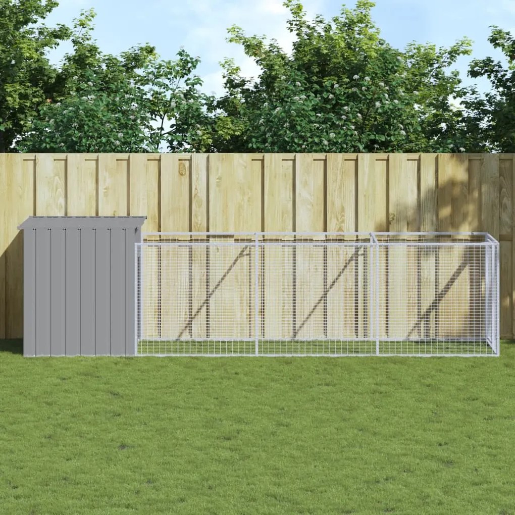 Casetta Cani Corsa Grigio Chiaro 110x405x110 Cm Acciaio Zincato /