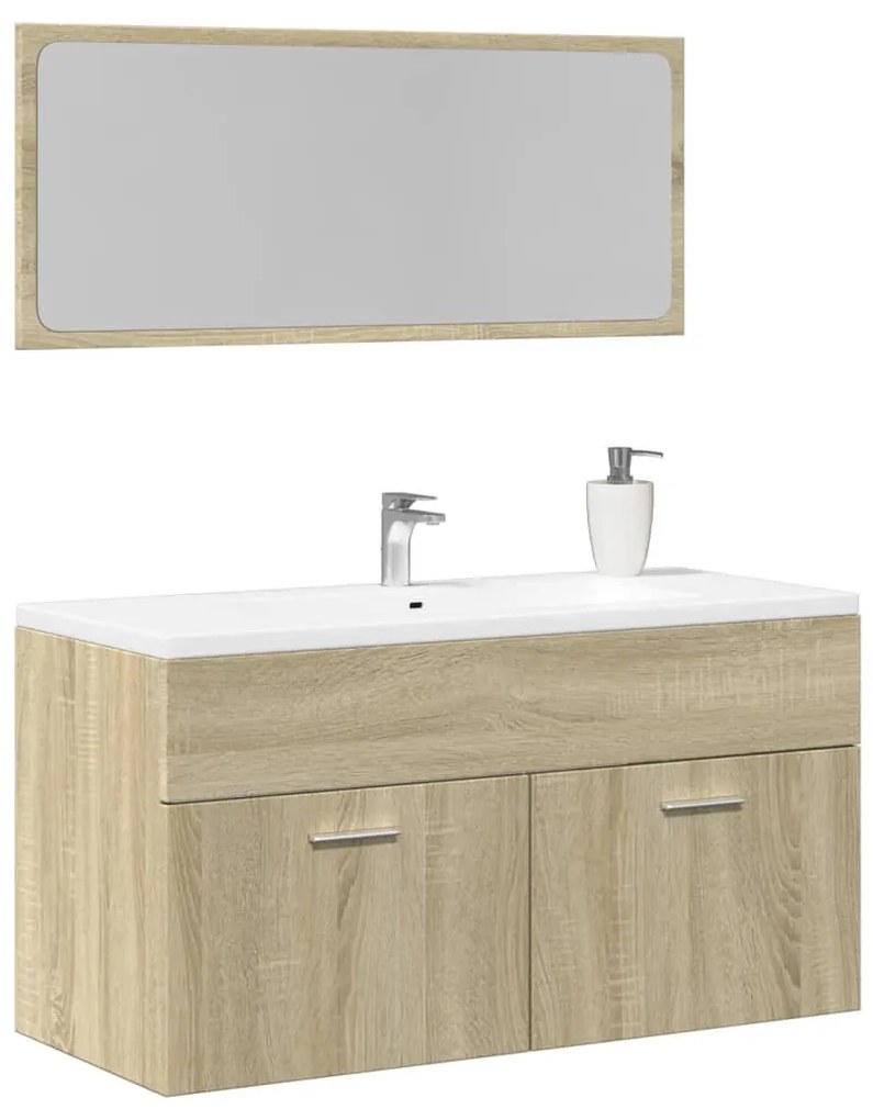 Set Mobili Da Bagno 2 Pz Rovere Sonoma İn Legno Multistrato /