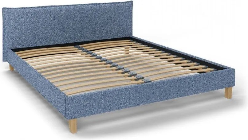 Letto matrimoniale imbottito blu con griglia 160x200 cm Tina - Ropez