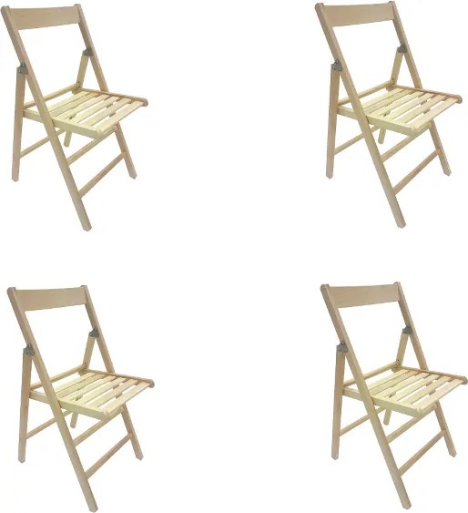 sedia richiudibile in legno di faggio naturale set 4