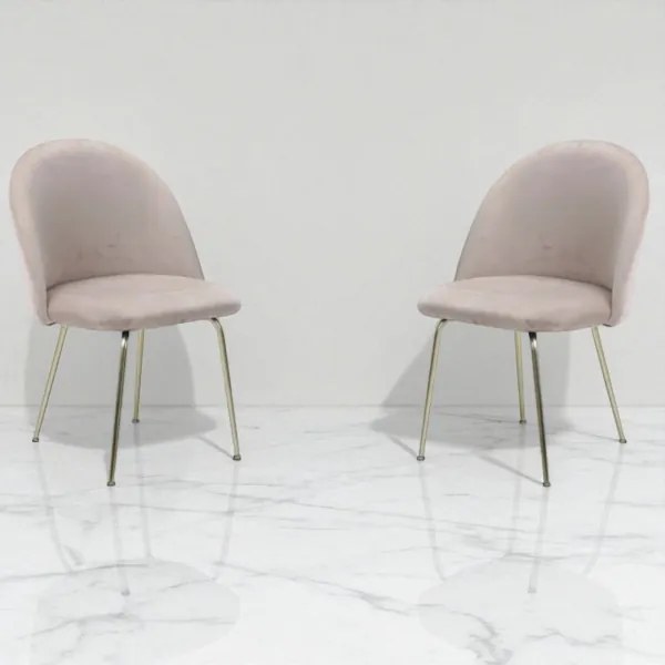 Sedia poltroncina in velluto Tortora con gambe in metallo Oro - PARIS 2 sedie