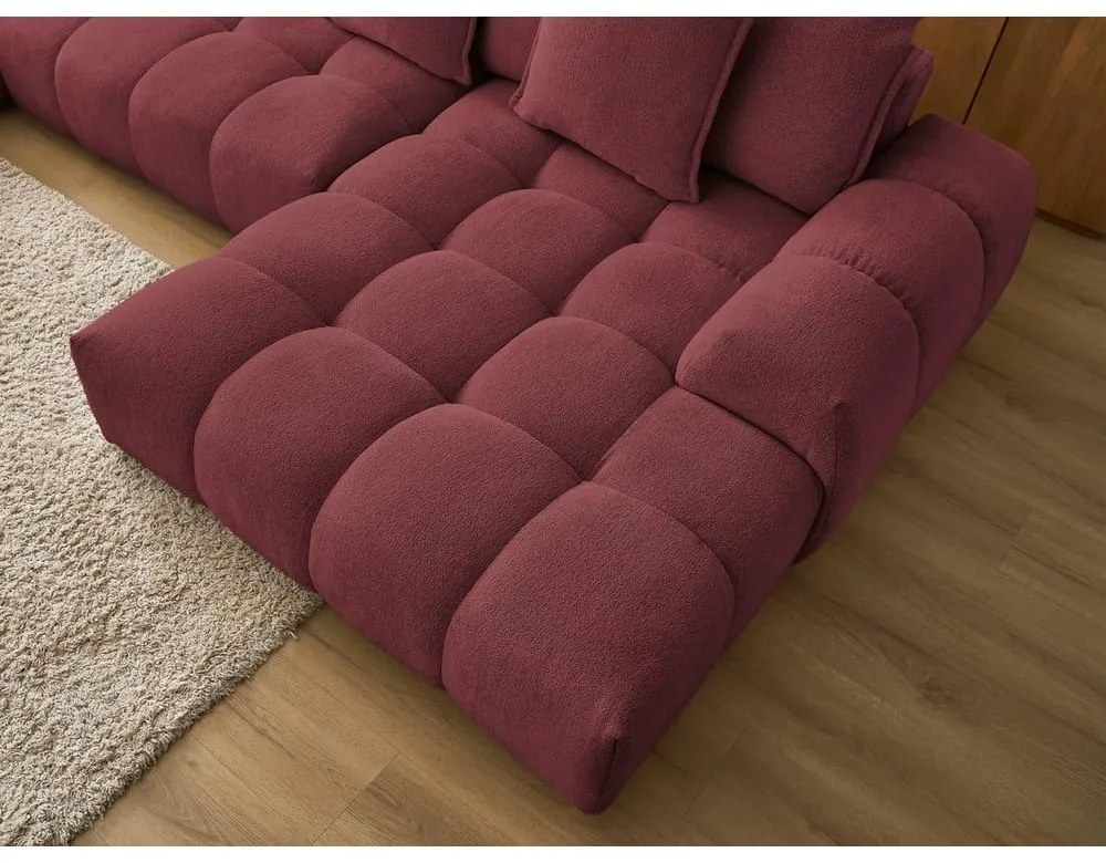 Divano angolare burgundy allungabile e con contenitore (penisola a sinistra/a U) con rivestimento in ciniglia Everest – Bobochic Paris