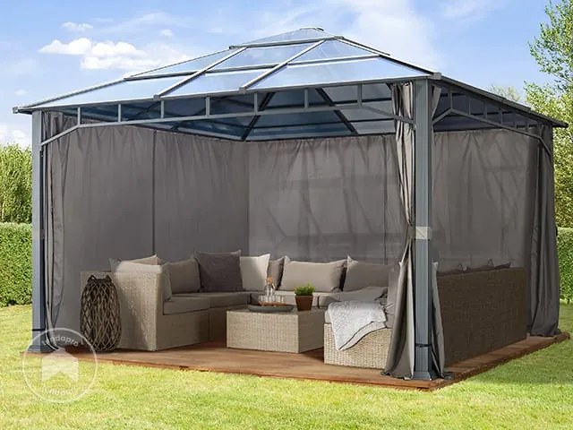 TOOLPORT Gazebo da giardino Hardtop Sunset Deluxe, loft grigio, 4x4m - (300170)