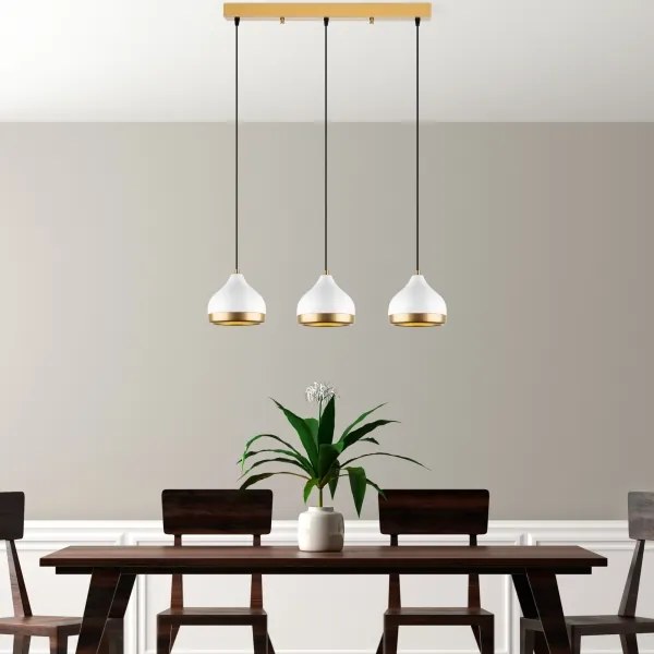 Lampadario a cavo YILDO 3xE27/40W/230V bianco/oro