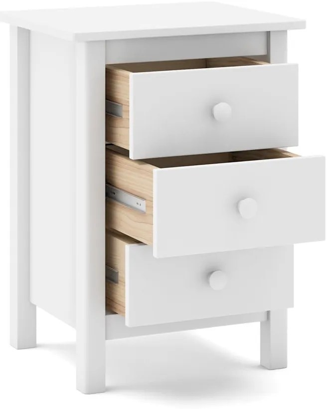 Comodino bianco per bambini in legno di pino Max - Marckeric