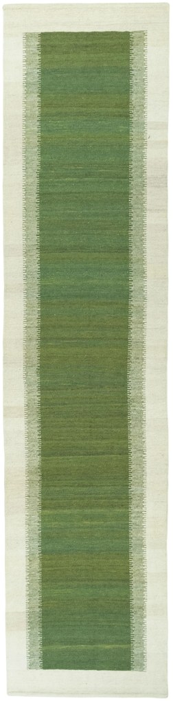 Kilim Tappeto 350 x 90 Verde (Tacchino) Tessuto A Mano