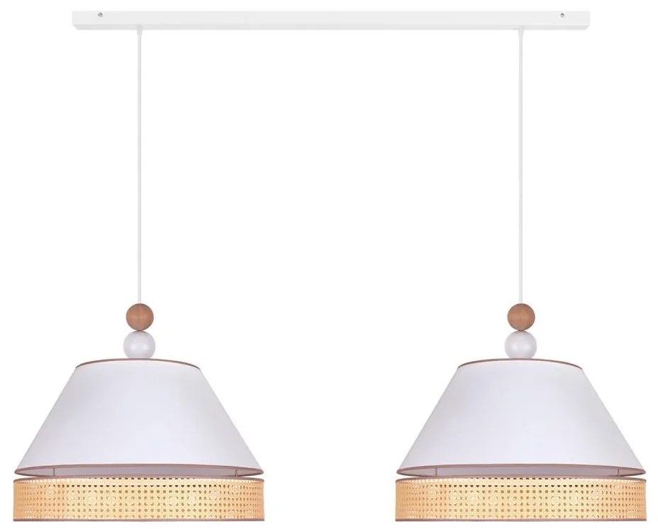 Duolla - Lampadario a sospensione con filo AVIGNON 2xE27/15W/230V bianco/rattan