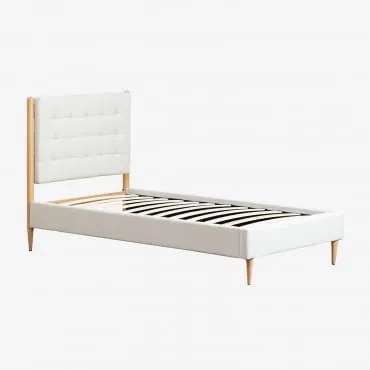 Letto Imbottito Samira Tessuto Bianco Antico & 90 X 190 Cm - Sklum