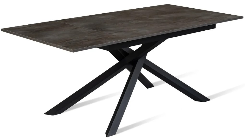 Tavolo rettangolare allungabile 90x140/190 Cemento grigio con gambe incrociate nere - Pulse