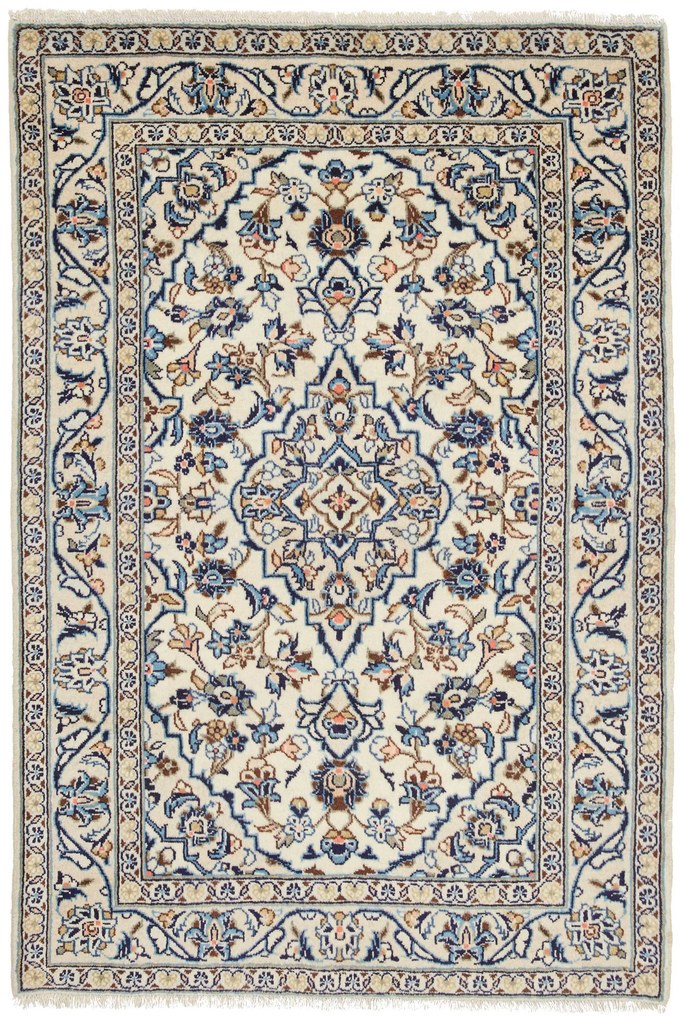 Kashan Tappeto 100x150 Beige (Iran) Annodato A Mano