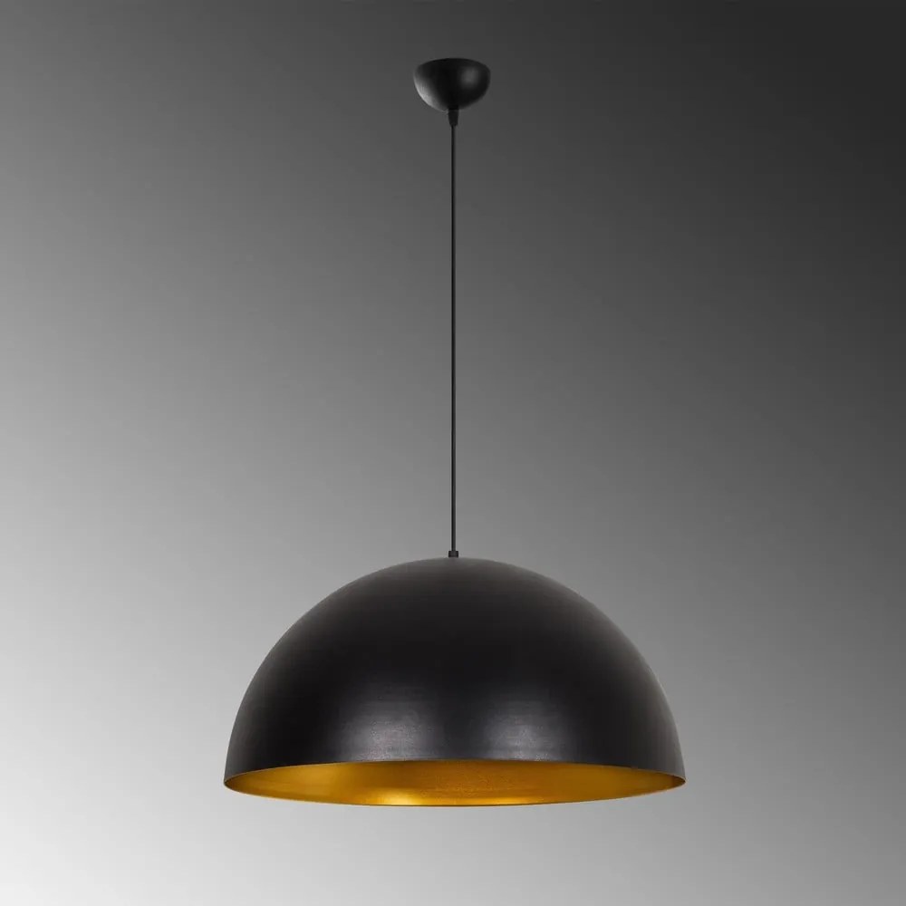 Lampadario nero con paralume in metallo ø 60 cm Sivano – Opviq lights