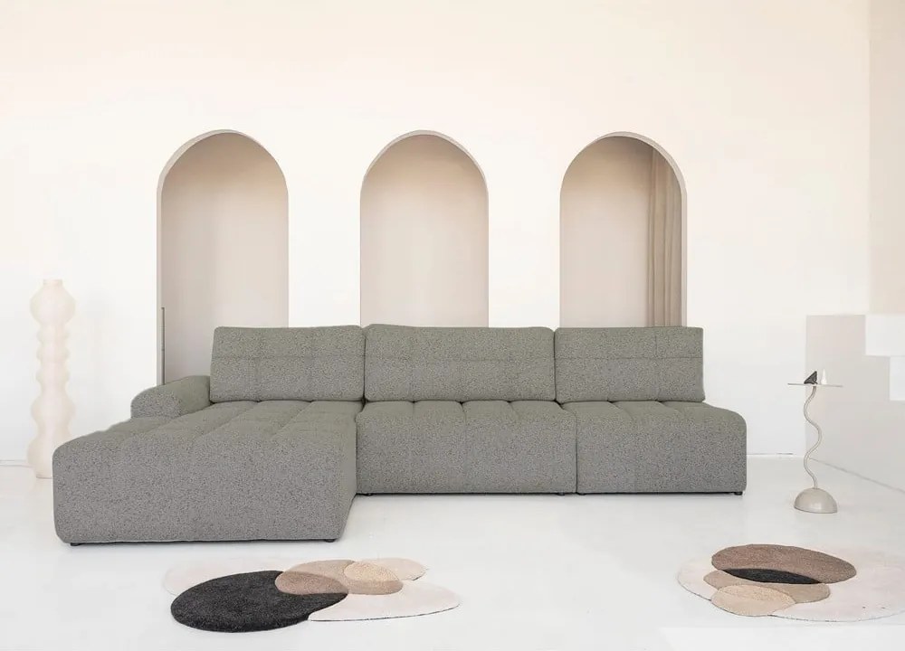 Divano angolare componibile marrone chiaro allungabile/con contenitore (con penisola a sinistra) Lulu – Miuform