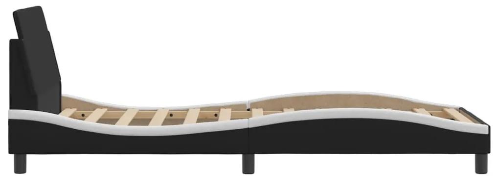 Giroletto con testiera nero e bianco 90x200 cm in similpelle