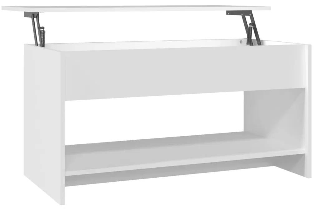 Tavolino da salotto bianco 102x50x52,5 cm in legno multistrato