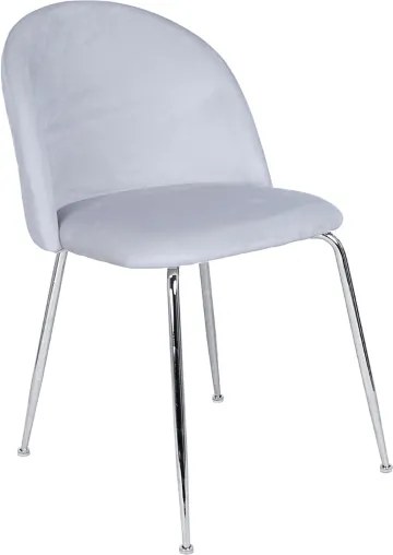 Sedia da pranzo in velluto Grigio Perla con gambe in metallo Cromo - PARIS 2 sedie
