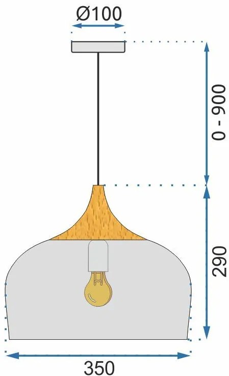 Lampada da soffitto pensile singola Bari Grigio