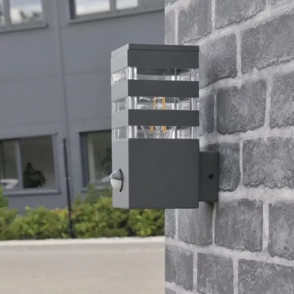 Applique da esterno con sensore TEKSAS 1xE27/12W/230V IP44 antracite