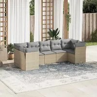 Set Divani da Giardino 7 pz con Cuscini Beige in Polyrattan 3249958