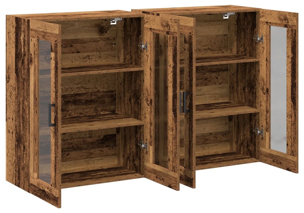 Armadio a muro set di 2 legno vecchio, nero