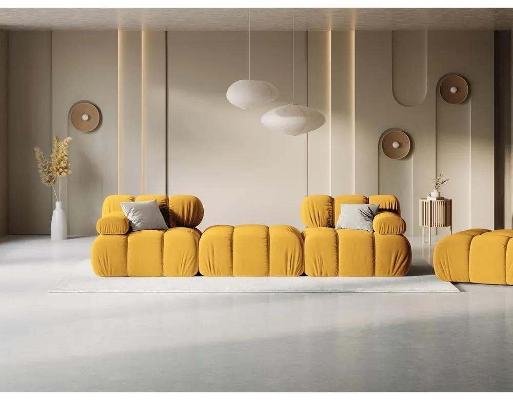 Divano angolare in velluto giallo Bellis - Micadoni Home