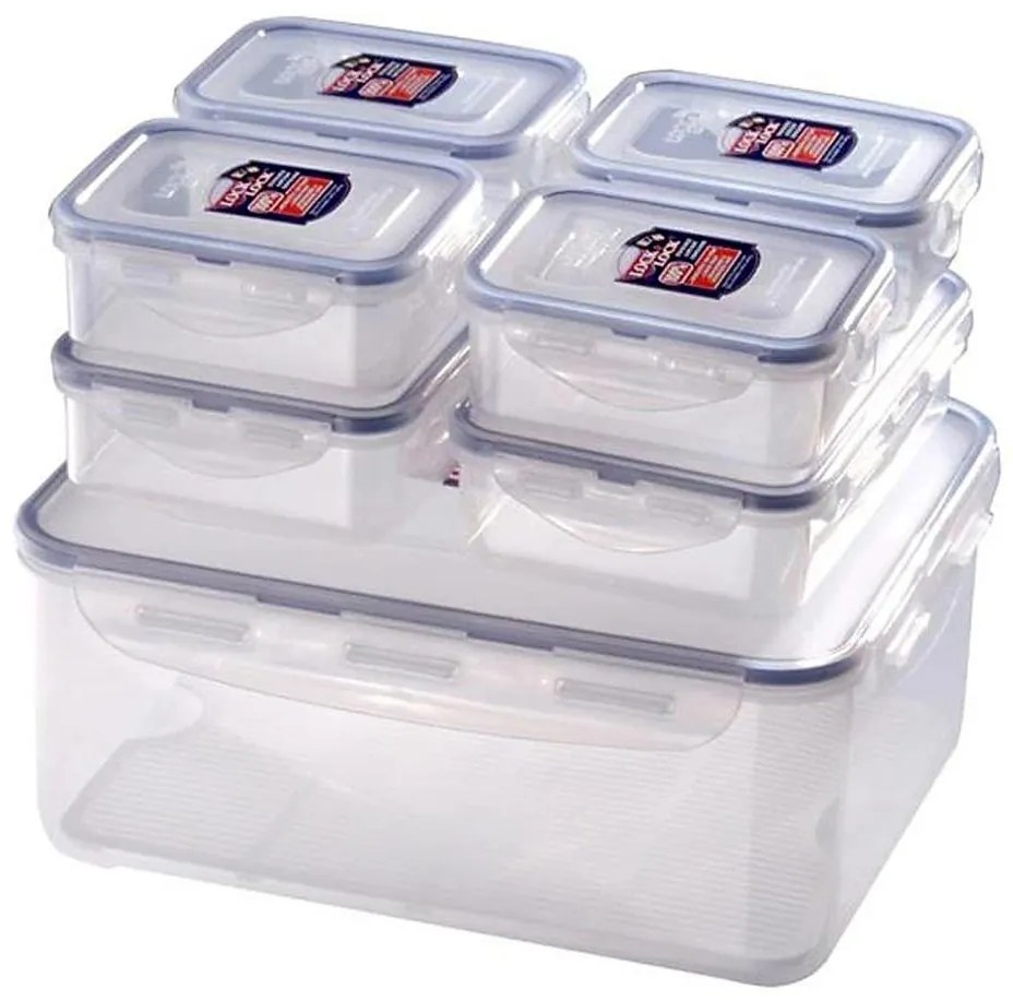 SET 7x Contenitore alimenti LOCK blu/trasparente