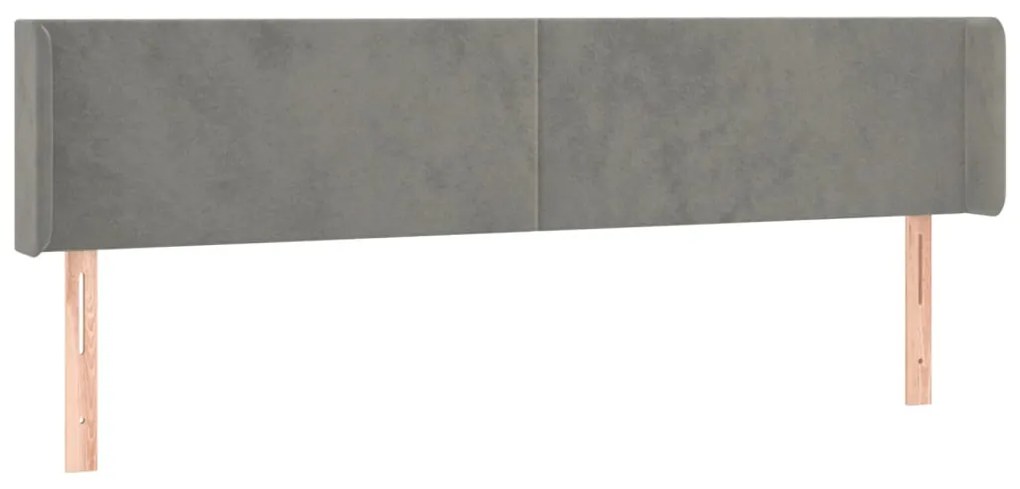 Testiera ad orecchio grigio chiaro 163x16x78/88 cm in velluto