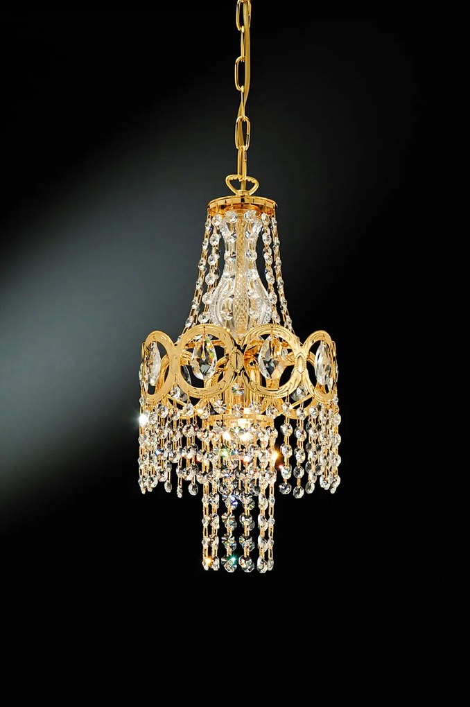 1-light suspension lamp gold and crystal 416/S1  Royal Crystal - Arredoluce Cromo