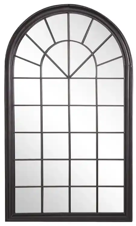 Specchio a figura intera per muro o porta con struttura in ferro, Specchio  con 2 set di ganci regolabili Caffè - Costway