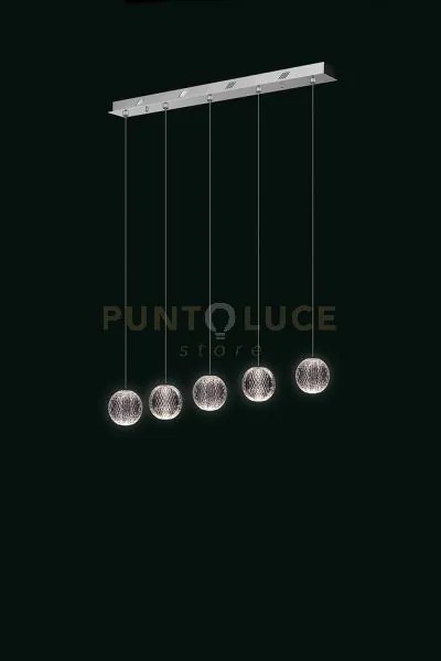 Lampada a sospensione diamante, acrilico trasparente, montatura cro...