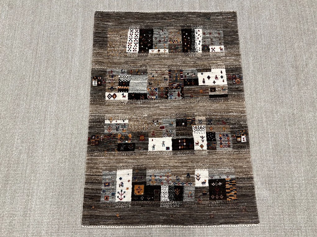 Loribaft Tappeto 90 x 120 Grigio (Iran) Annodato A Mano