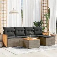 Set Divano da Giardino 6 pz con Cuscini Grigio in Polyrattan 3260009