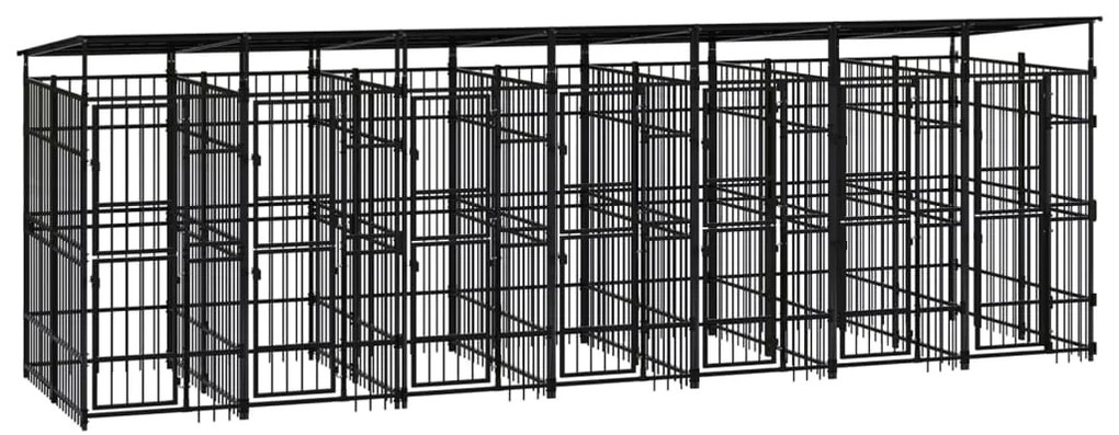 Gabbia Per Cani Da Esterno Con Tetto İn Acciaio 12,9 M² /