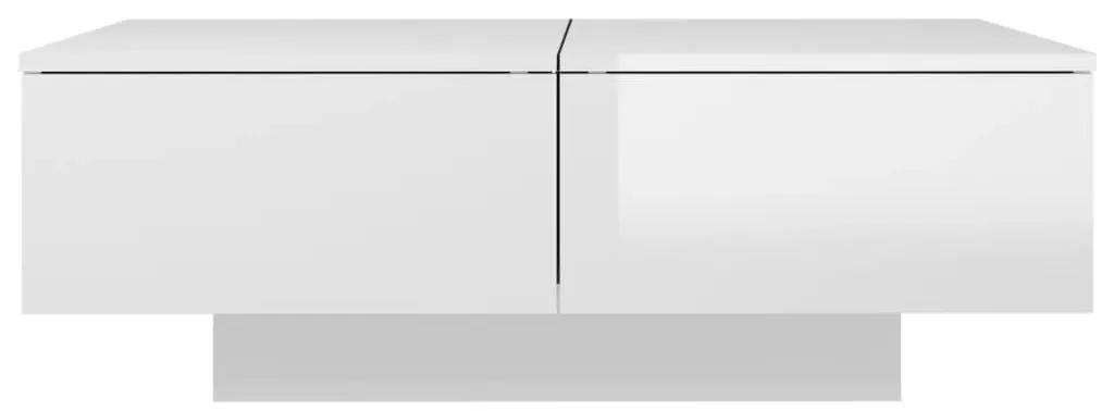 Tavolino da salotto bianco lucido 90x60x31 cm in truciolato