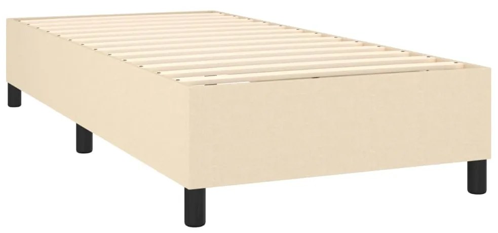 Letto a molle con materasso e led crema 90x200 cm in tessuto