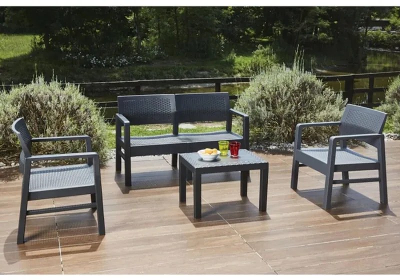 Salotto da giardino per 4 persone antracite Kilimanjaro