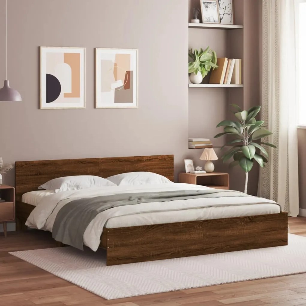 Giroletto Con Testiera Rovere Marrone 200x200 Cm /