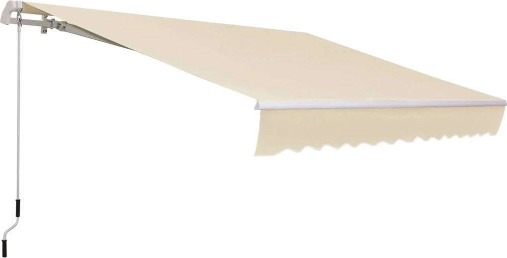Tenda da Sole per Esterno a Bracci Avvolgibile 360x250 cm con Apertura a Manovella Crema...
