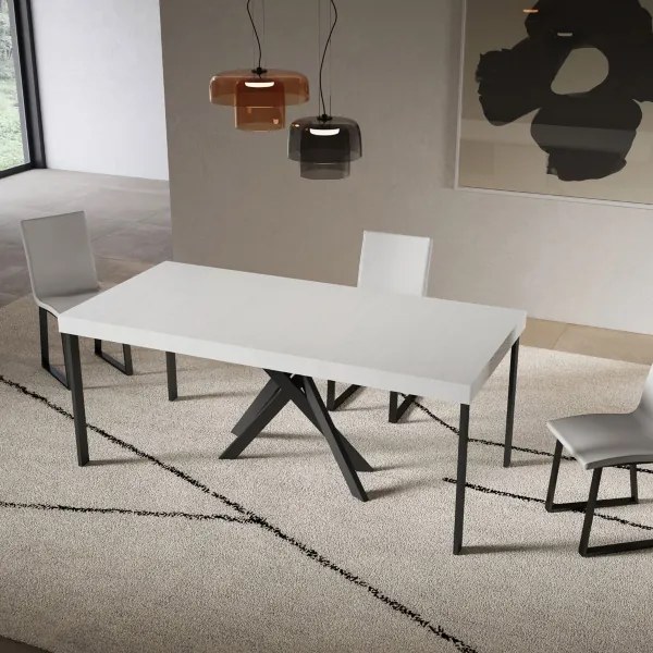 Consolle allungabile Libo Premium Small - Bianco frassino gambe antracite 90x40/196 cm