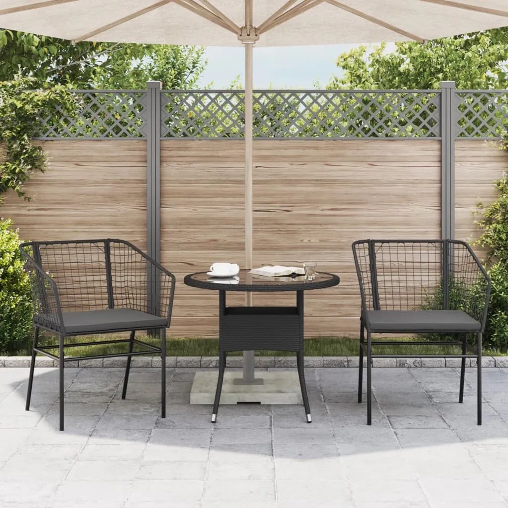 Sedie da giardino con cuscini 2 pz nere in polyrattan