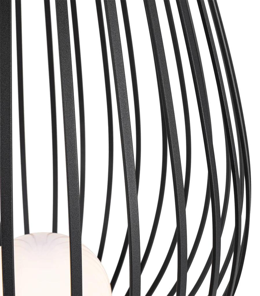 Lampada da terra di design nera con opale 110 cm - Angela