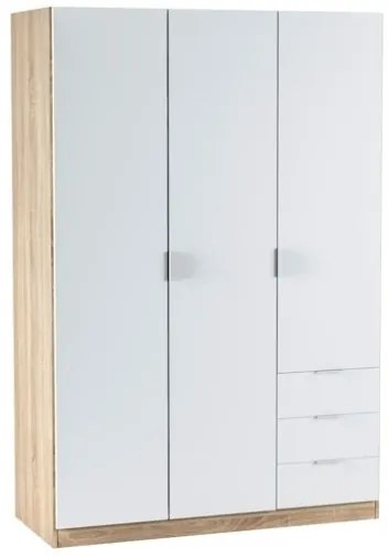 Armadio Guardaroba 3 Ante 3 Cassetti Con Barra Appendiabiti Bianco Artik Rovere Canadian